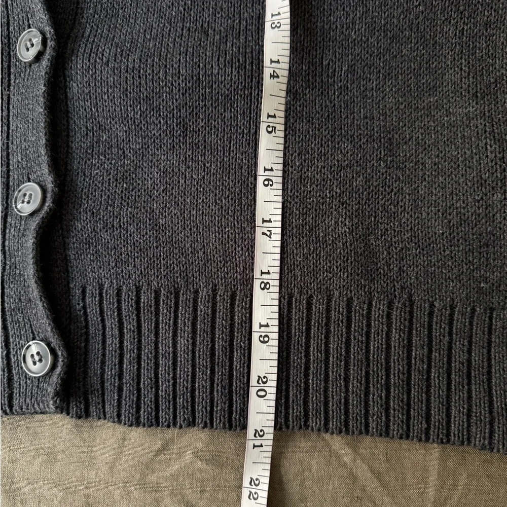 Zara Charcoal Gray Cotton Crewneck Cardigan - Picture 4 of 6